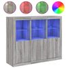 vidaXL Credenze con Luci LED 3 pz Grigio Sonoma in Legno Multistrato