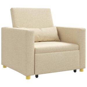 vidaXL Divano letto estraibile singolo Crema 90 x 165 x 87 cm Tessuto