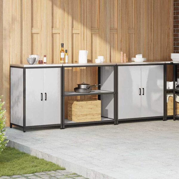 vidaXL Set di Stoccaggio per Cucina 3 pcs Argento Acciaio inossidabile