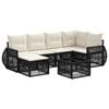 vidaXL Set Divano da Giardino 7 pz Nero e Bianco Crema polyrattan