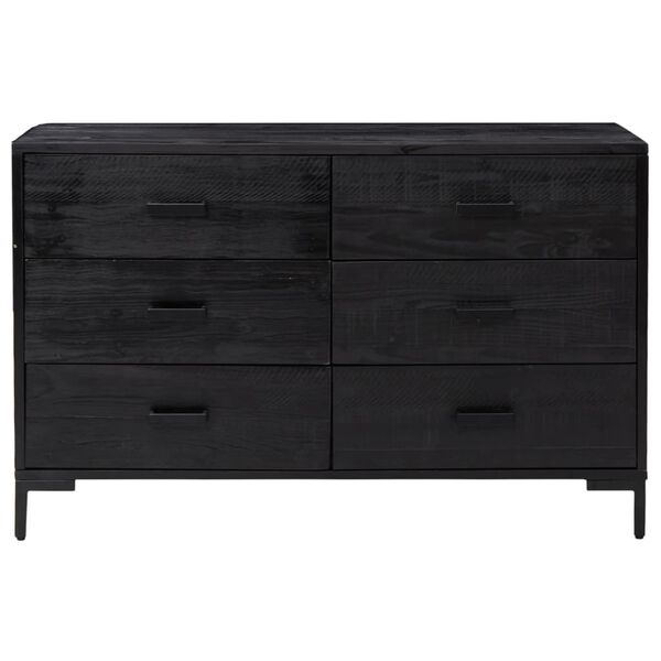 vidaXL Credenza Nera 110x35x70 cm in Legno Massello di Pino