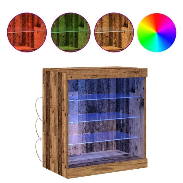 vidaXL Madia LED Legno vecchio 60,5 x 37 x 67 cm Legno multistrato