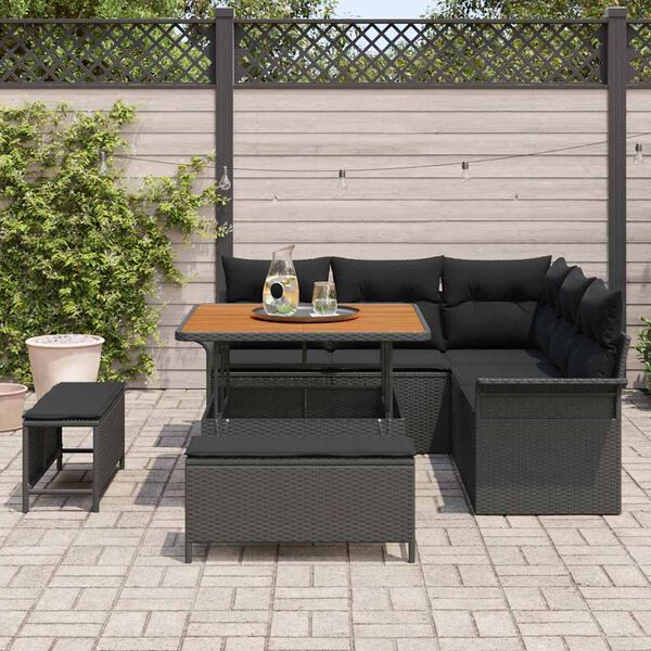 vidaXL Set Divano da Giardino con cuscino con archiviazione 8 pcs Nero