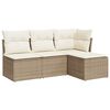 vidaXL Set Divano da Giardino 4 pz con Cuscini Beige in Polyrattan