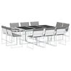 vidaXL Set da Pranzo da Giardino 11 pz con Cuscini Bianco in Textilene