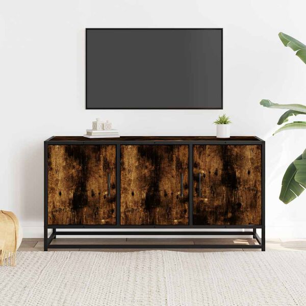 vidaXL Mobile TV Rovere Fumo 100x35x50 cm Legno Multistrato e Metallo