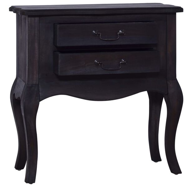 vidaXL Tavolino con Cassetti Nero 60x30x60 cm Legno Massello di Mogano