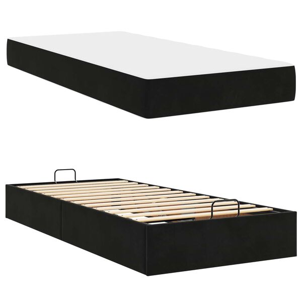 vidaXL Struttura letto con materasso con materasso 2 pcs Nero Velluto