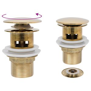 vidaXL Scarico a Pressione con Troppopieno Oro 6,4x6,4x9,1 cm