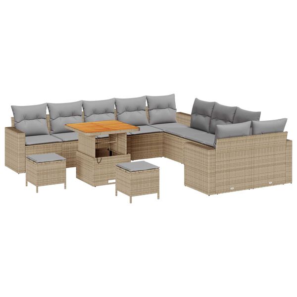 vidaXL Set Divano da Giardino 17 pcs Beige e Grigio Chiaro polyrattan