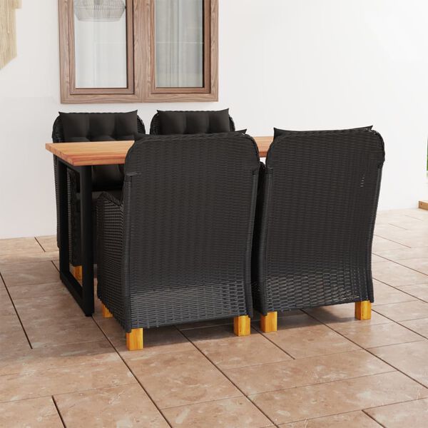 vidaXL Set da Pranzo per Giardino 5 pz Cuscini Polyrattan Grigio Scuro