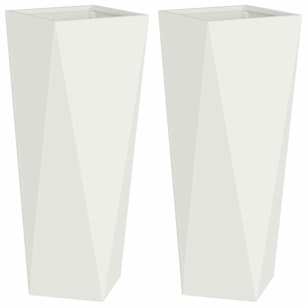 vidaXL Fioriera 2 pcs Bianco 30 x 30 x 75 cm Acciaio