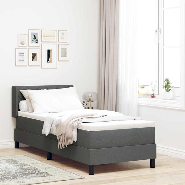 vidaXL Letto a molle con materasso Grigio scuro 200 x 80 cm Poliestere