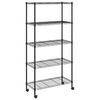 vidaXL Scaffale a 5 Livelli con Ruote 75x35x155 cm Nero 250 kg