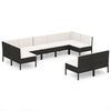 vidaXL Set Divani da Giardino 9 pz con Cuscini in Polyrattan Nero