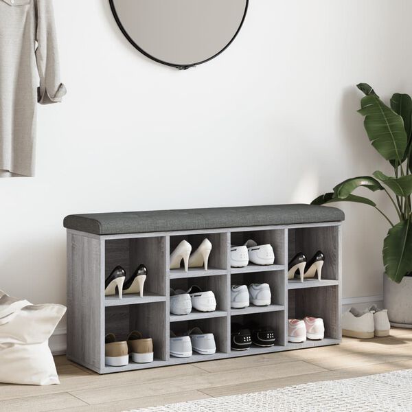 vidaXL Panca Porta Scarpe Grigio Sonoma 102x32x50 cm Legno Multistrato