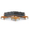 vidaXL Set Divani Giardino 4 pz con Cuscini Grigio Scuro Legno Acacia