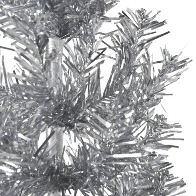 vidaXL Albero Natale Artificiale Sottile a Metà Supporto Argento 240cm