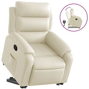 vidaXL Poltrona Alzapersona Reclinabile Crema in Similpelle