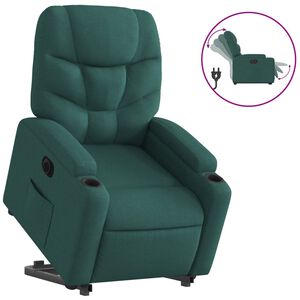 vidaXL Poltrona Alzapersona Reclinabile Elettrica Verde Scuro Tessuto
