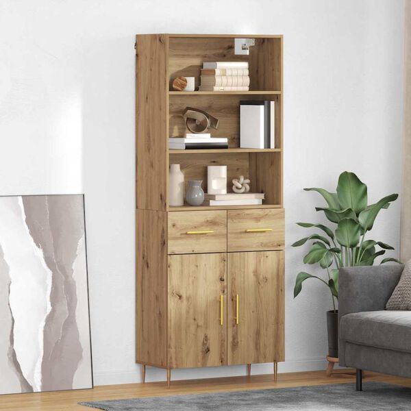vidaXL Credenza con cassetto Rovere artigianale 69,5 x 34 x 180 cm