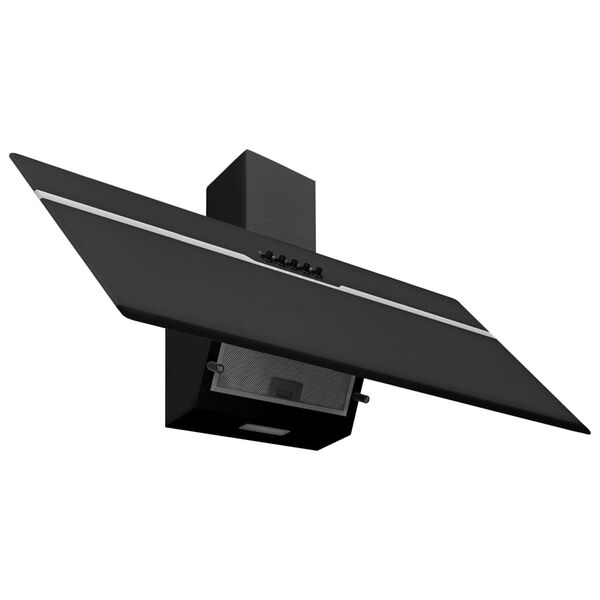 vidaXL Cappa a Parete 90 cm in Acciaio Inox e Vetro Temperato Nero