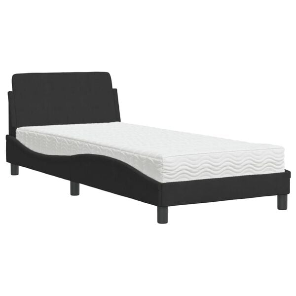vidaXL Letto con Materasso Dover Nero 80x200 cm in Velluto