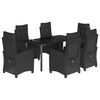vidaXL Set da Pranzo da Giardino 7 pz Nero con Cuscini in Polyrattan