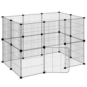 vidaXL Gabbia per Animali 20 Pannelli con Porta Nera 35x35 cm Acciaio