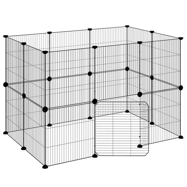vidaXL Gabbia per Animali 20 Pannelli con Porta Nera 35x35 cm Acciaio