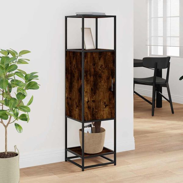 vidaXL Credenza Rovere Fumo 35,5x35x139 cm Legno Multistrato Metallo