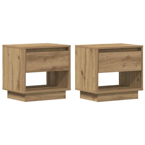 vidaXL Comodino con cassetto 2 pcs Rovere artigianale 45 x 34 x 44 cm
