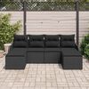 vidaXL Set Divano da Giardino con cuscino 6 pcs Nero Poly Rattan