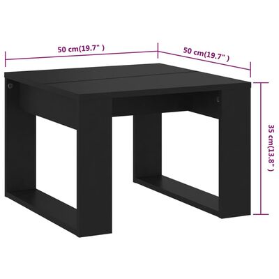 vidaXL Tavolino di Servizio Nero 50x50x35 cm in Truciolato