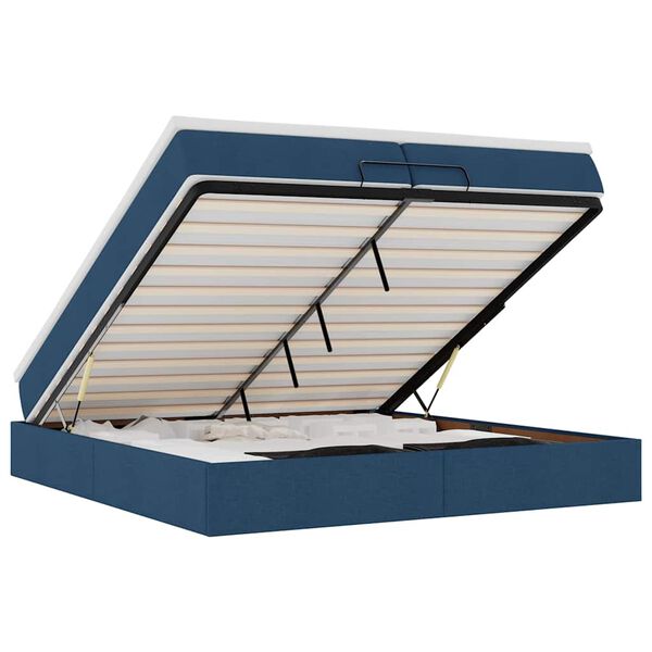 vidaXL Struttura Letto Pouf con Materassi Blu 200x200 cm in Tessuto