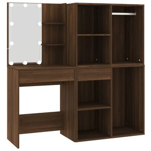 vidaXL Toeletta con LED e Armadietti Rovere Marrone Legno Multistrato