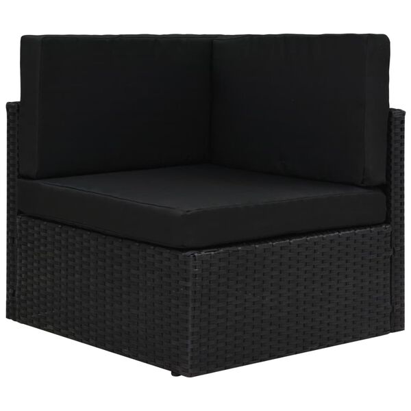 vidaXL Set Divani da Giardino 5 pz con Cuscini in Polyrattan Nero