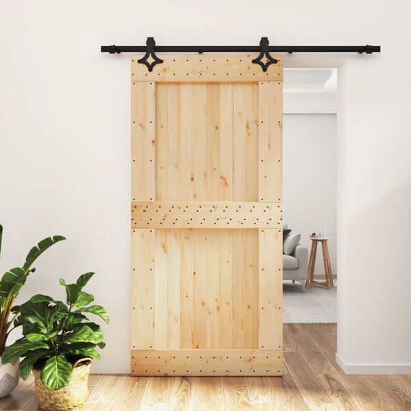 vidaXL Porta Scorrevole con Set Hardware 100x210cm Legno Massello Pino
