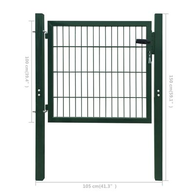vidaXL Cancello per Recinzione in Acciaio Verde 105x150 cm