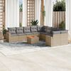 vidaXL Set Divani da Giardino 11 pz con Cuscini Beige in Polyrattan