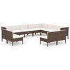 vidaXL Set Divani da Giardino 12 pz con Cuscini in Polyrattan Marrone