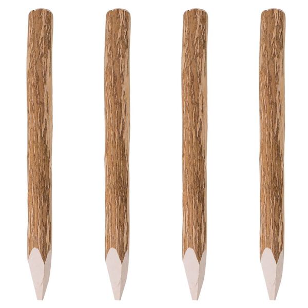 vidaXL Paletti di Recinzione a Punta 4 pz Legno Nocciolo 90 cm