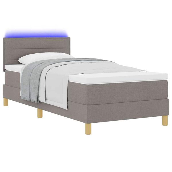 vidaXL Letto a Sorgente LED con materasso Talpa 90 x 200 cm Tessuto