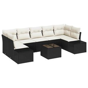 vidaXL Set Divano da Giardino 8 pcs Nero e Crema polyrattan