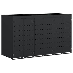 vidaXL Contenitore per Rifiuti per 3 Bidoni Nero 204 x 77,5 x 121,5 cm