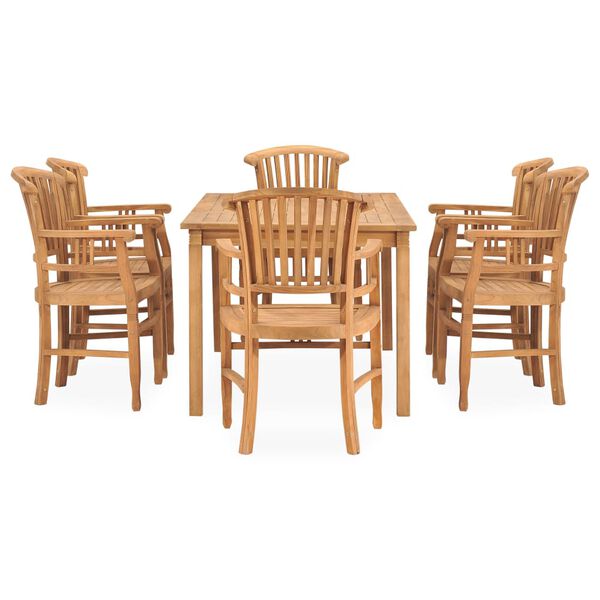 vidaXL Set da Pranzo da Giardino 7 pz in Legno Massello di Teak