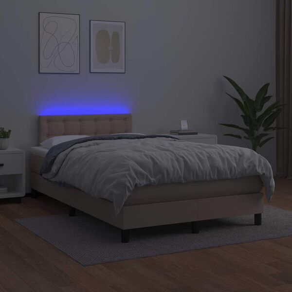 vidaXL Giroletto Molle Materasso e LED Cappuccino 120x190cm Similpelle