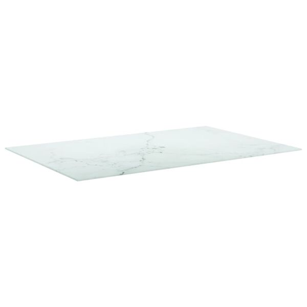 vidaXL Piano Tavolo Bianco 100x62 cm 8mm Vetro Temperato Design Marmo