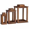 vidaXL Lanterna 3 pz LED Naturale 30 x 30 x 44 cm Legno di Mogano