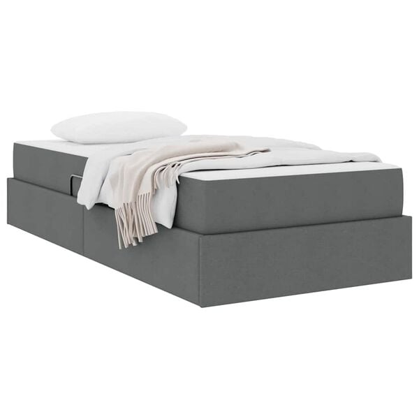 vidaXL Letto con contenitore e materasso Grigio scuro 90 x 200 cm